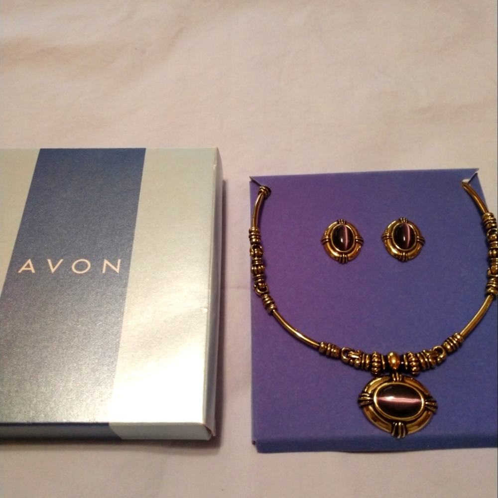 Avon Goldstone/Purple Stone Set